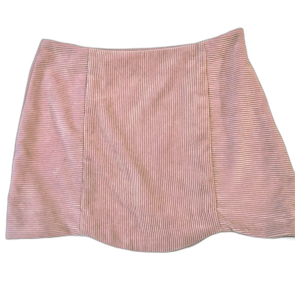 FAVLUX FASHION Skirt Womens MEDIUM Pink Corduroy Mini Scalloped